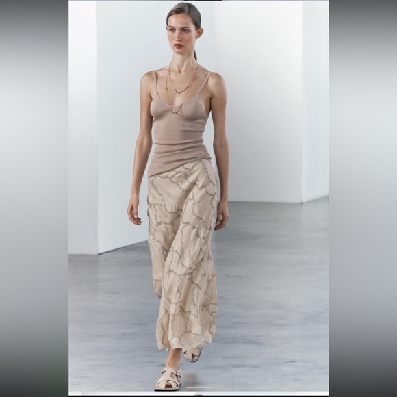 Zara Dresses & Skirts - Zara EMBROIDERED BEADED SKIRT ZW COLLECTION